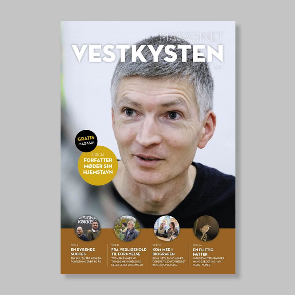 Kim Blæsbjerg på forsiden af Magasinet VESTKYSTEN for bogen 'De bedste familier'